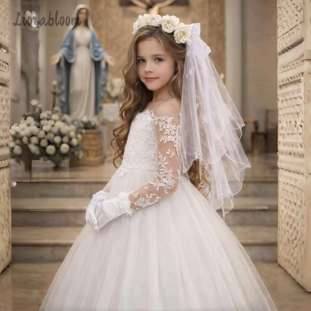 Formal Skirt - Sukienka ślubna z koronką dla dziewczynek,
