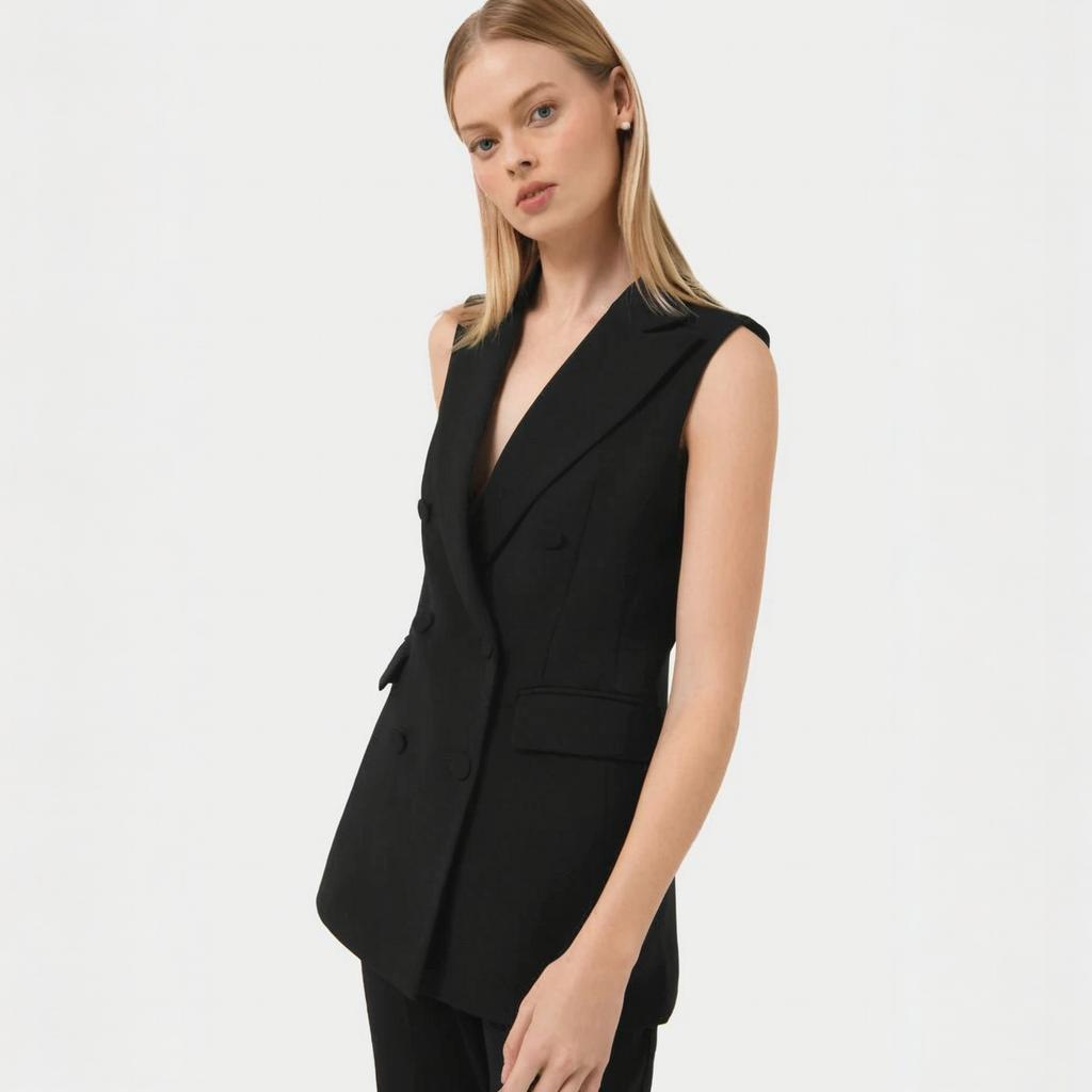 Womens Blazer - Damskie komplety spodni bez rękawów, dwuczęściowe