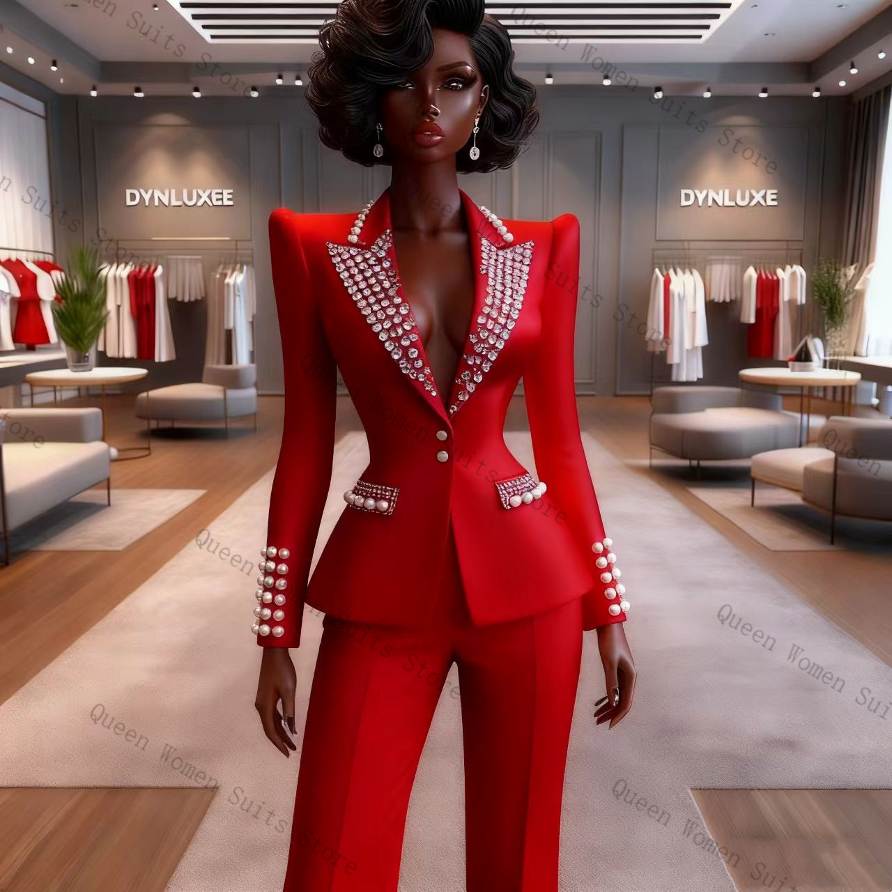Perłowy Czerwony Damski Garnit – Women'S Red Formal Wear recenzja i cena
